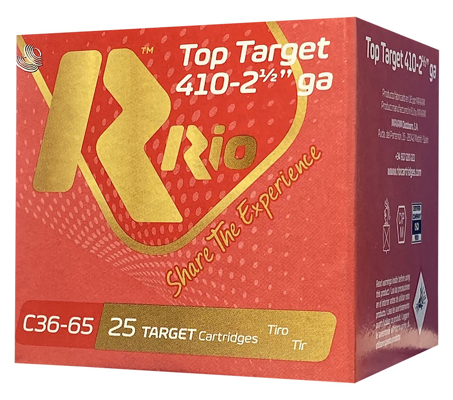 Rio Sub Gauge Field Loads RC3675, .410 Gauge, 2 1/2", 1/2 oz, #7.5 Shot, 1200 fps, 25 Rd/bx