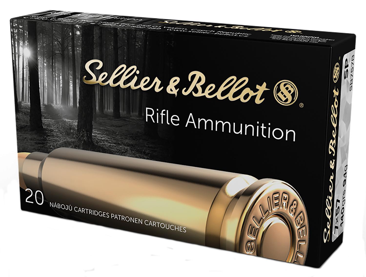 Sellier & Bellot Rifle Ammunition SB757B, 7mmX57mm Mauser, Soft Point (SP), 140 GR, 2651 fps, 20 Rd/Bx