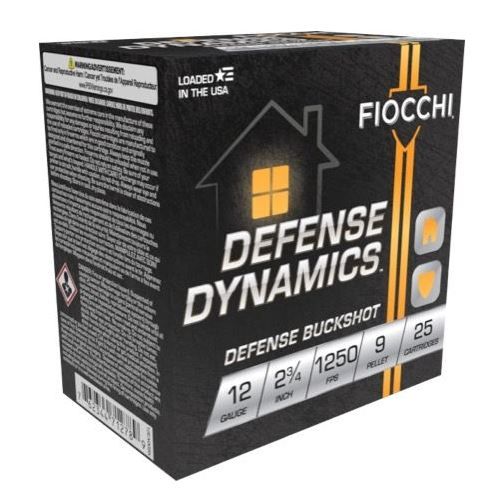 Fiocchi Dynamics Defense Buckshot 12EX9P, 12 Gauge, 2-3/4", 9 Pellets, 1250 fps, 25 Rd/bx