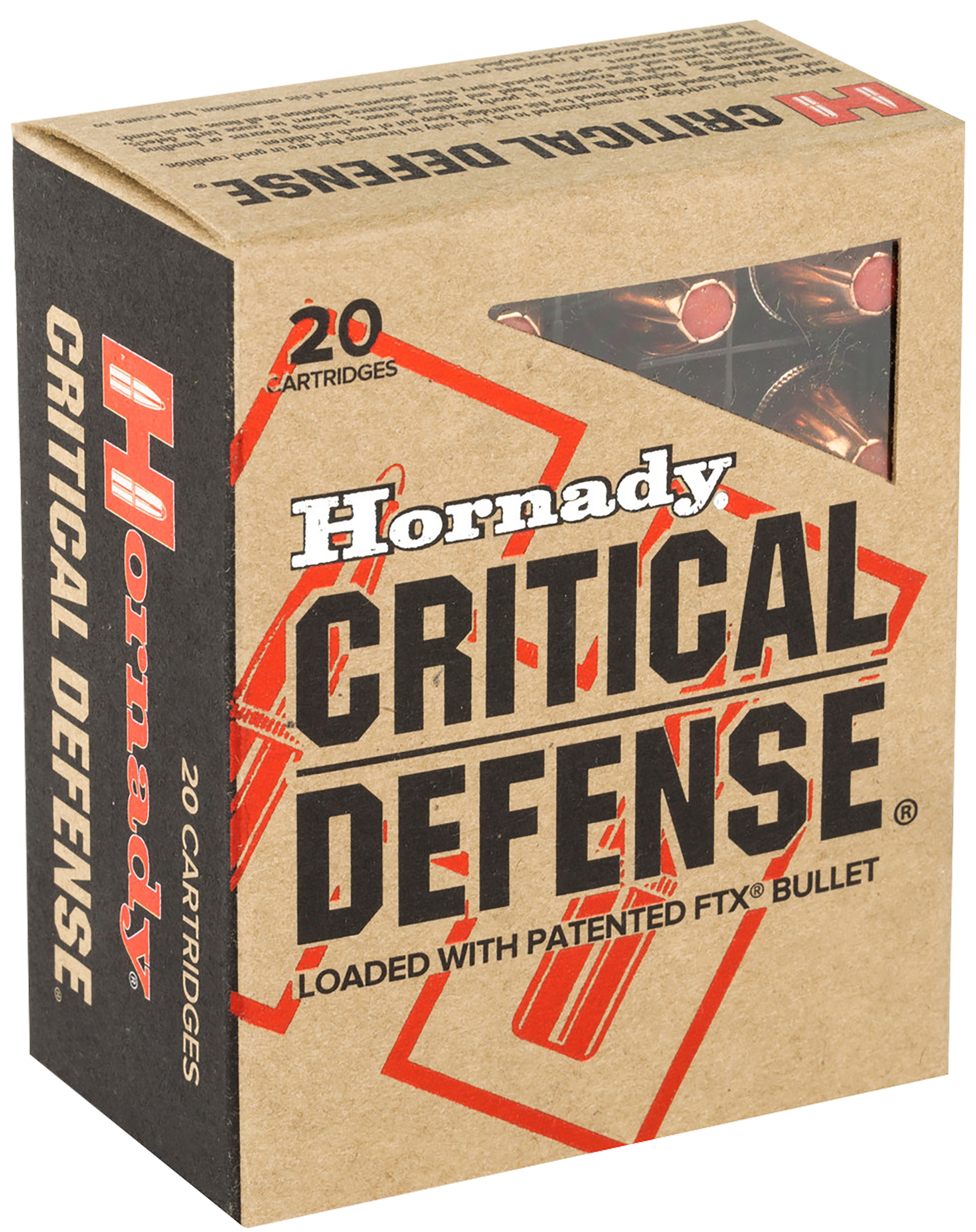 Hornady Critical Defense Pistol Ammunition 90900, 45 Automatic Colt Pistol (ACP), Flex Tip eXpanding (FTX), 185 GR, 1000 fps, 20 Rd/bx