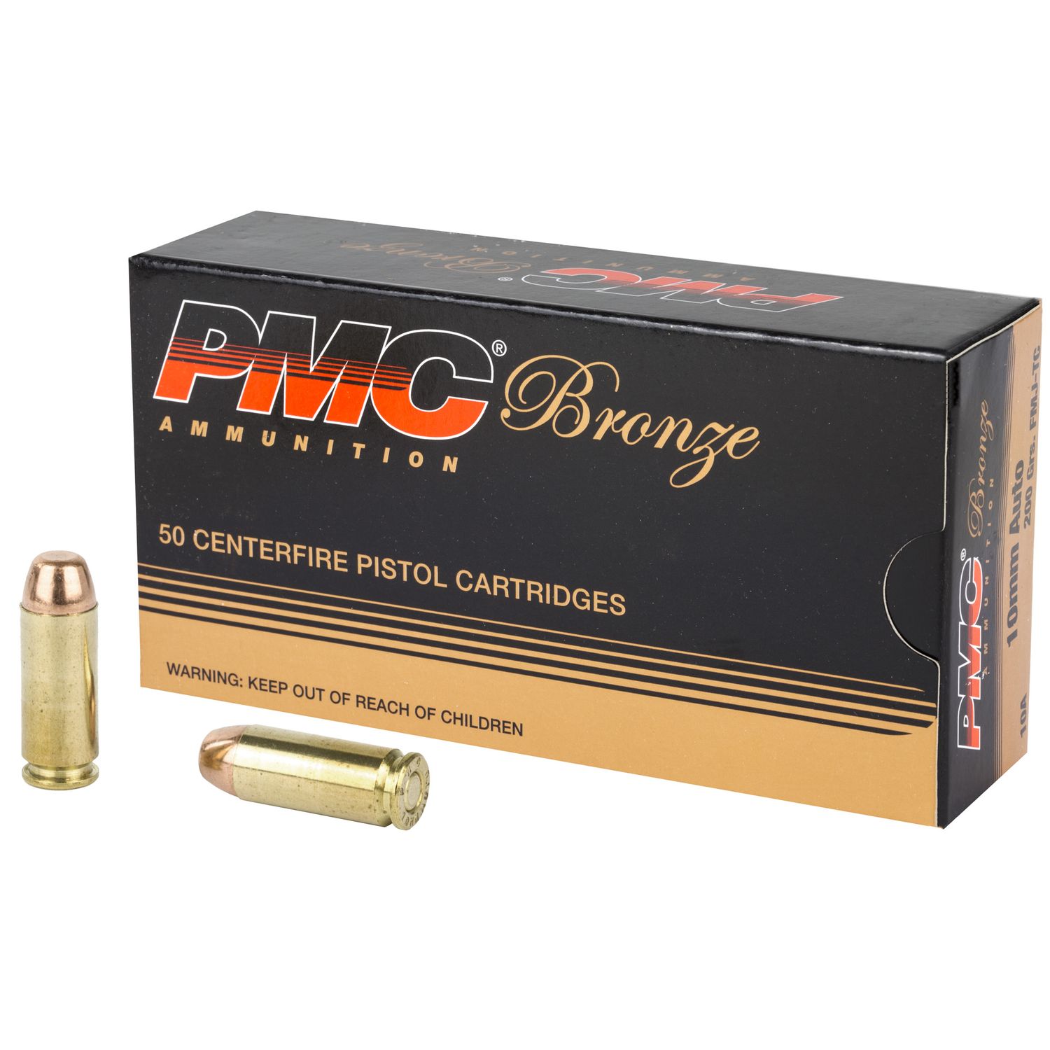 PMC Bronze Line Handgun Ammunition 10A, 10mm, Truncated Cone Full Metal Jacket (FMJ), 200 GR, 1050 fps, 50 Rd/bx