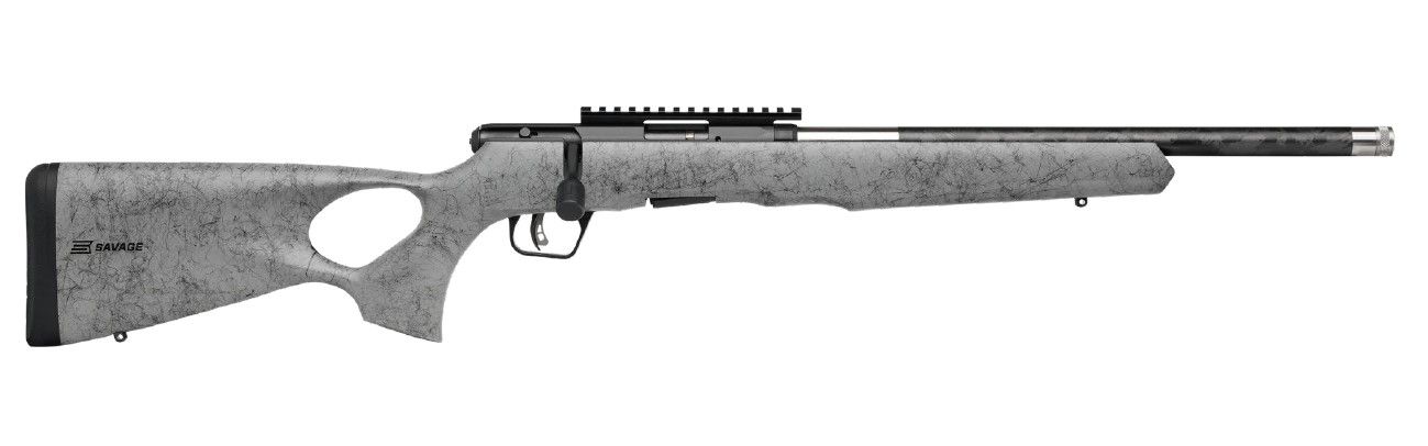 Savage B22 Timberlite Bolt-Action Rifle 70518, 22 Mag, 18", Synthetic Grey/black Web Thumbhole Stock, 10 Rds