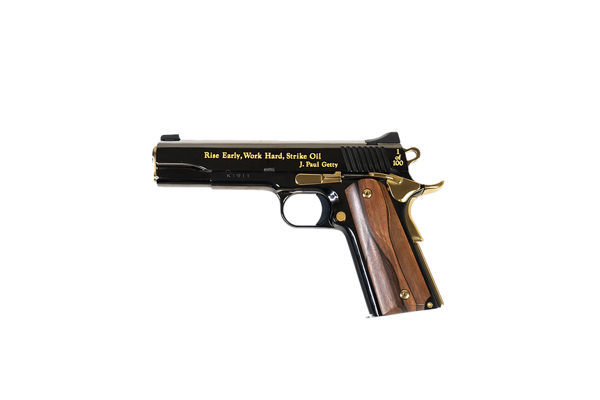 Custom & Collectible Kimber 1911 Black Gold CNCBLKGLD1911, 45 ACP, 5", Mun Ebony Grips, High Polish DLC Finish, 24KT Gold Inlay, 7 Rds