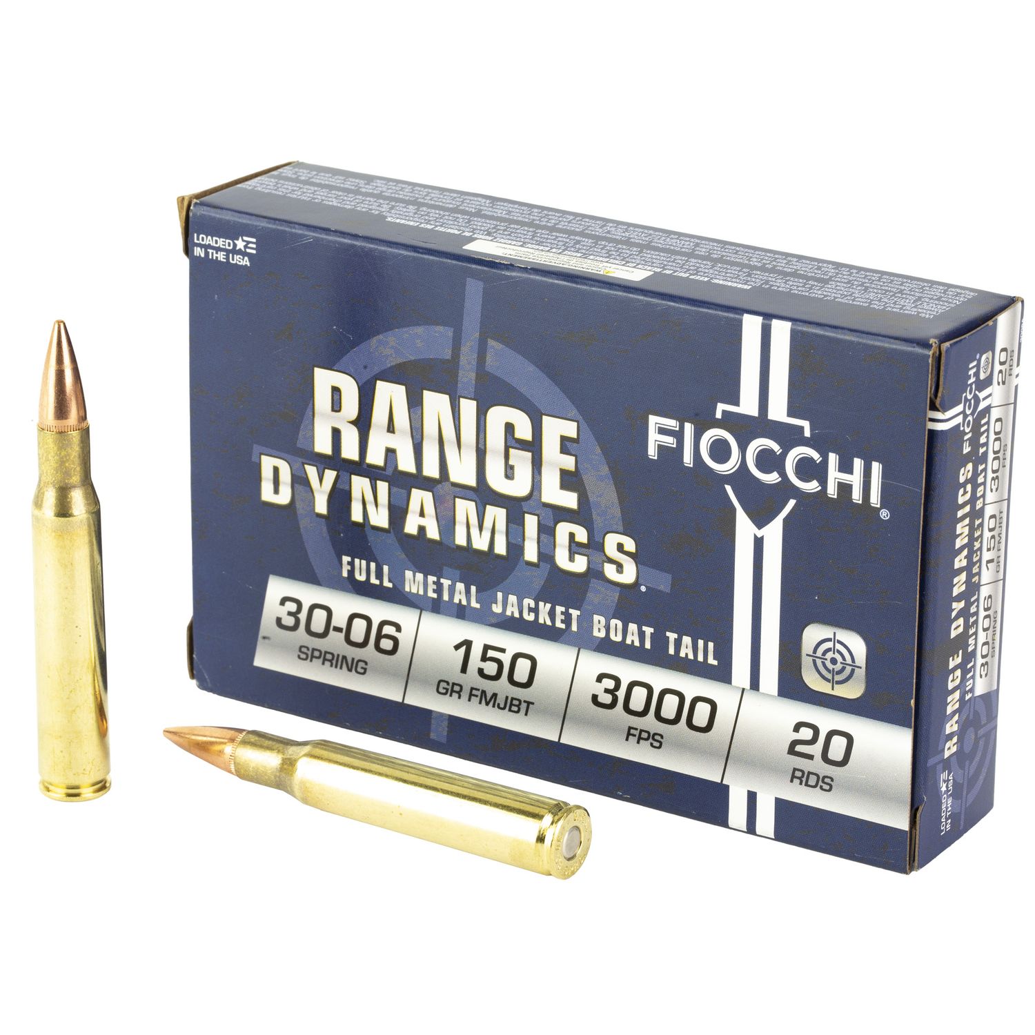 Fiocchi Shooting Dynamics Rifle Ammunition 3006A, 30-06 Springfield, Full Metal Jacket Boat-Tail, 150 GR, 3000 fps, 20 Rd/bx