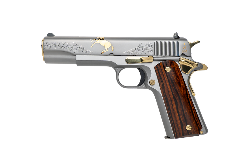 Custom & Collectible Colt 1911 Rampant, Limited Edition Pistol, CNCCOLTRAMP, 45 ACP, 5", Ironwood Grips, Stainless Finish, 24k Gold Inlay, 8 Rds