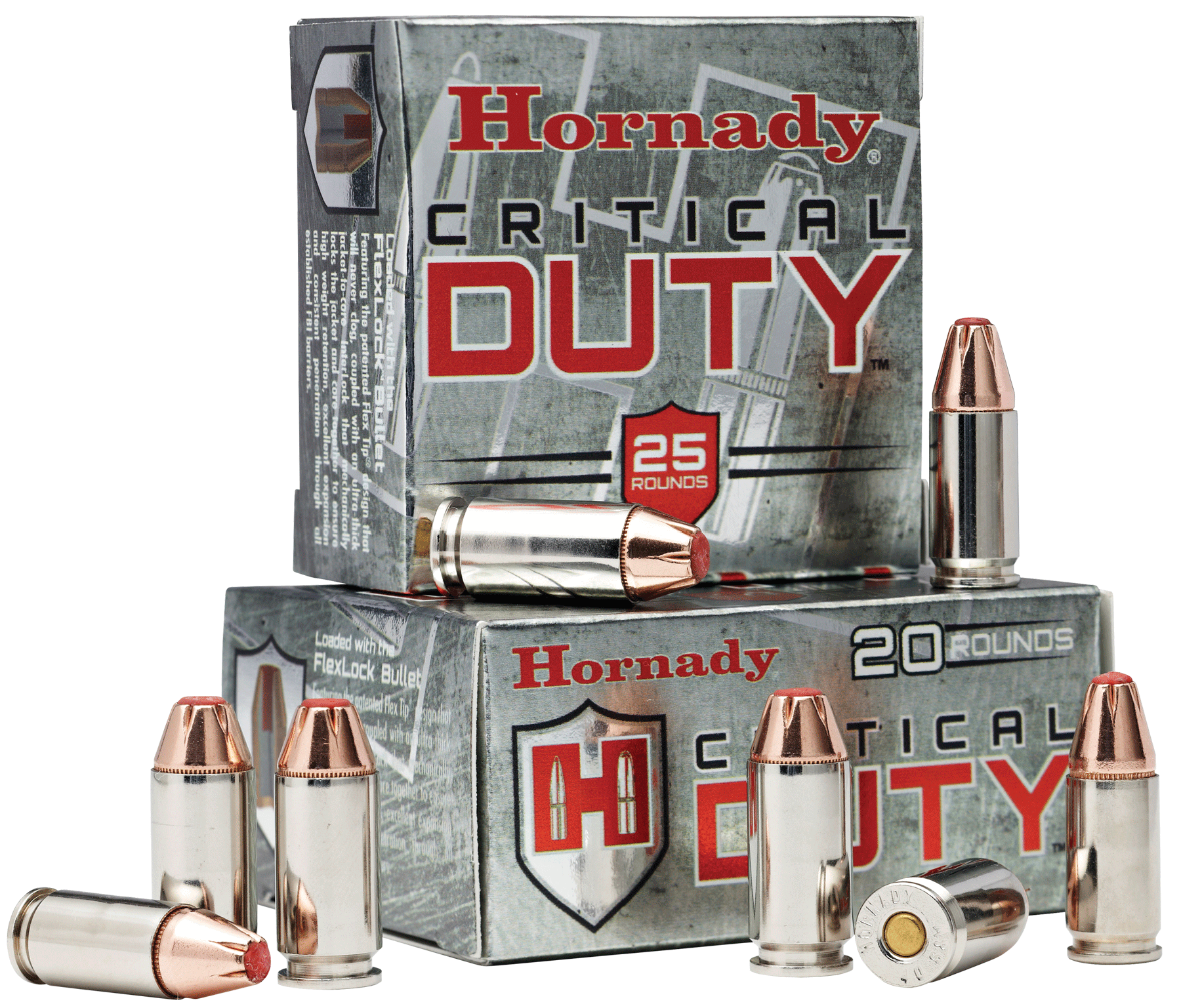 Hornady Critical Duty Pistol Ammunition 90236, 9mm, FlexLock, 135 GR, 1010 fps, 25 Rd/bx
