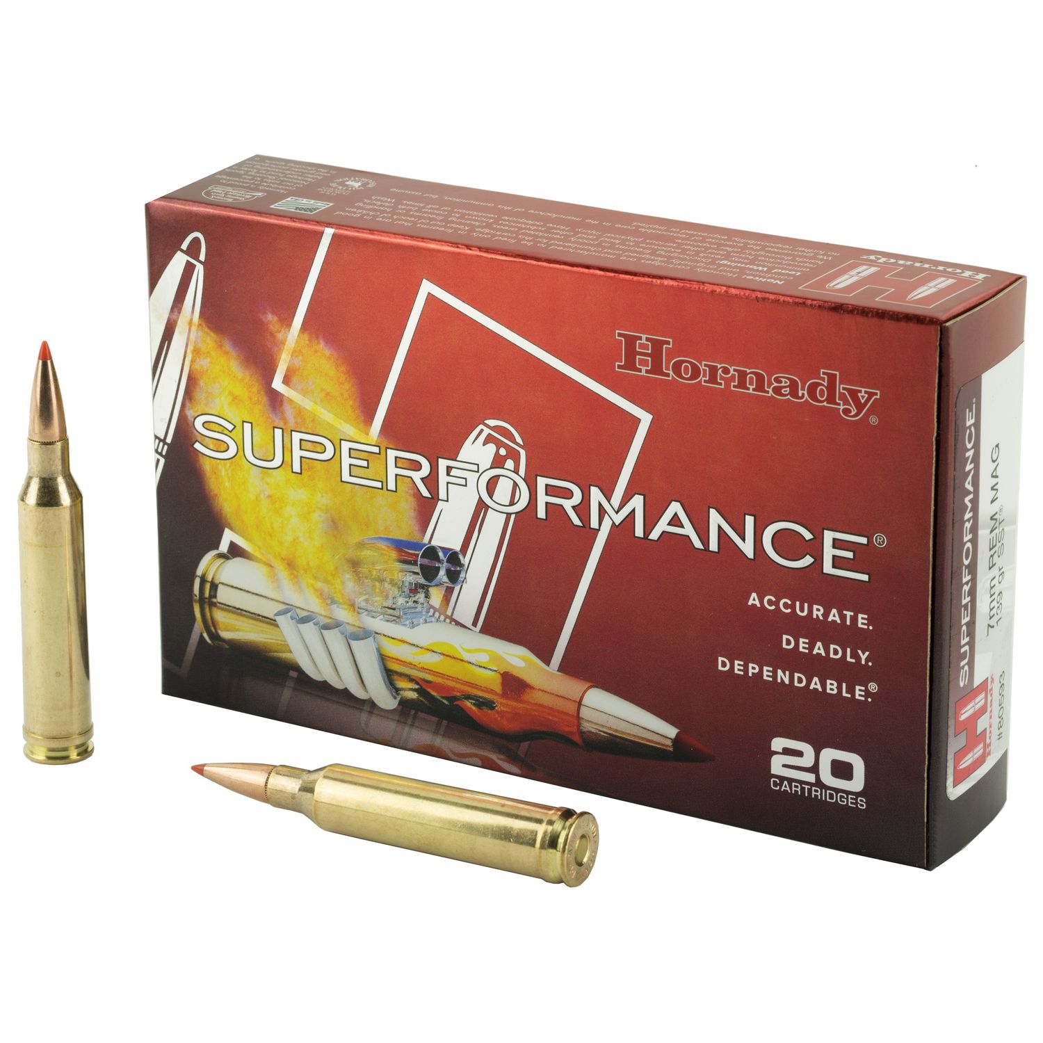 Hornady Superformance Rifle Ammunition 80593, 7mm Remington Magnum, SST, 139 GR, 3240 fps, 20 Rd/bx