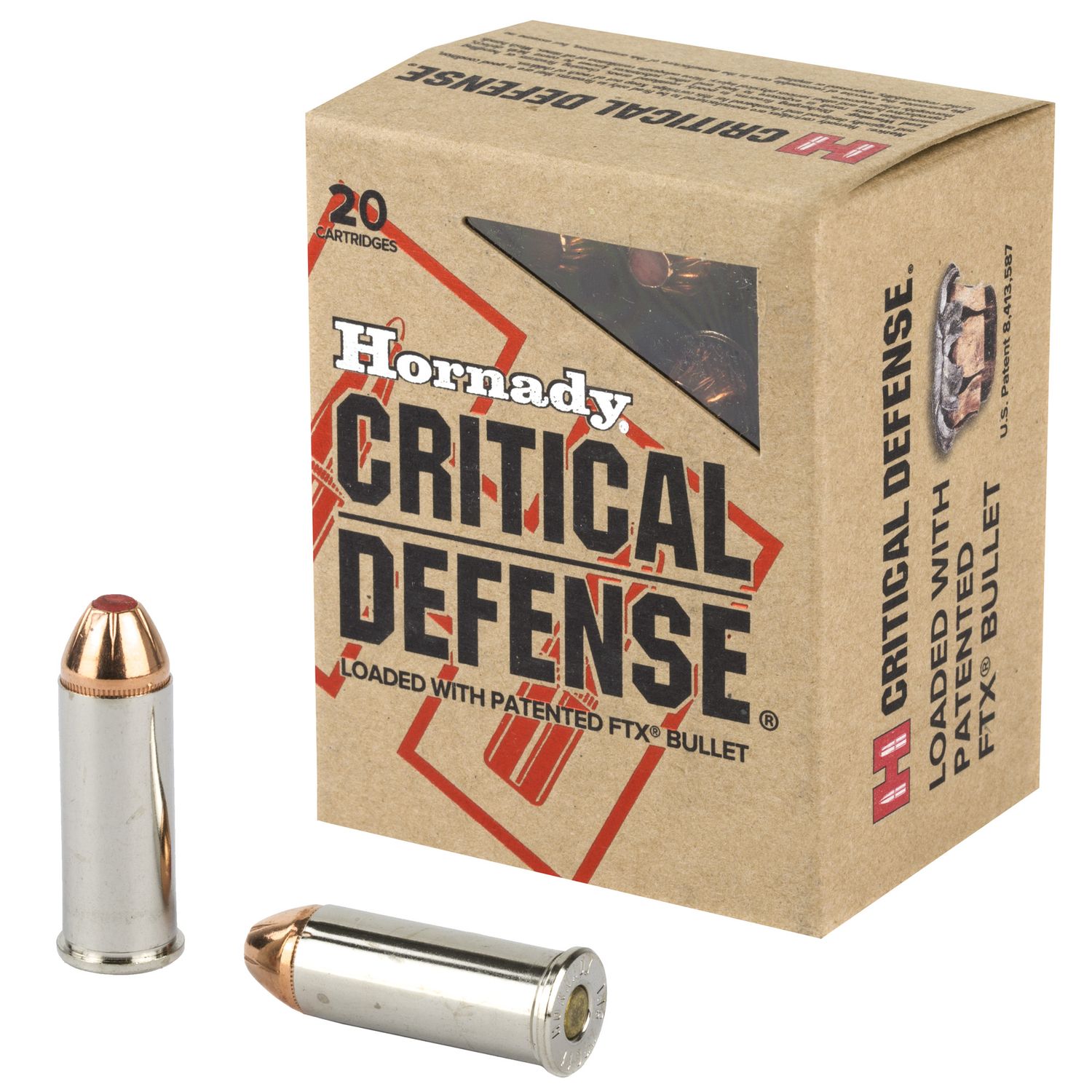 Hornady Critical Defense Pistol Ammunition 90700, 44 Special, Flex Tip eXpanding (FTX), 165 GR, 900 fps, 20 Rd/bx