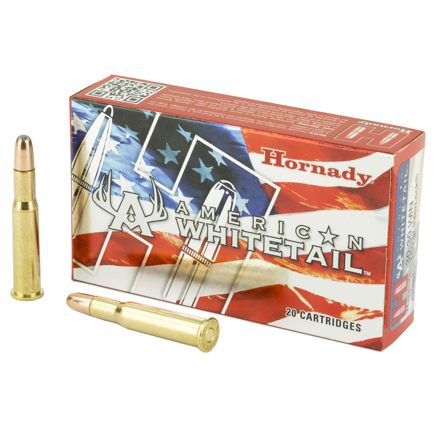 Hornady American Whitetail Rifle Ammunition 80801, 30-30 Winchester, Soft Point (SP), 150 GR, 1950 fps, 20 Rd/bx