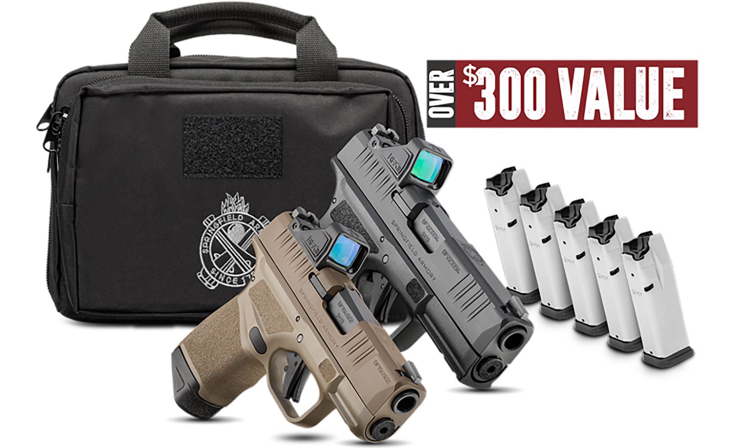 Springfield Hellcat Pro Pistol Gear Up Bundle HCP9379FOSPGU24, 9mm, 3.70", W/Viridian RFX-11 Greed Dot, FDE, 1/15 4/17 Rnd Mags