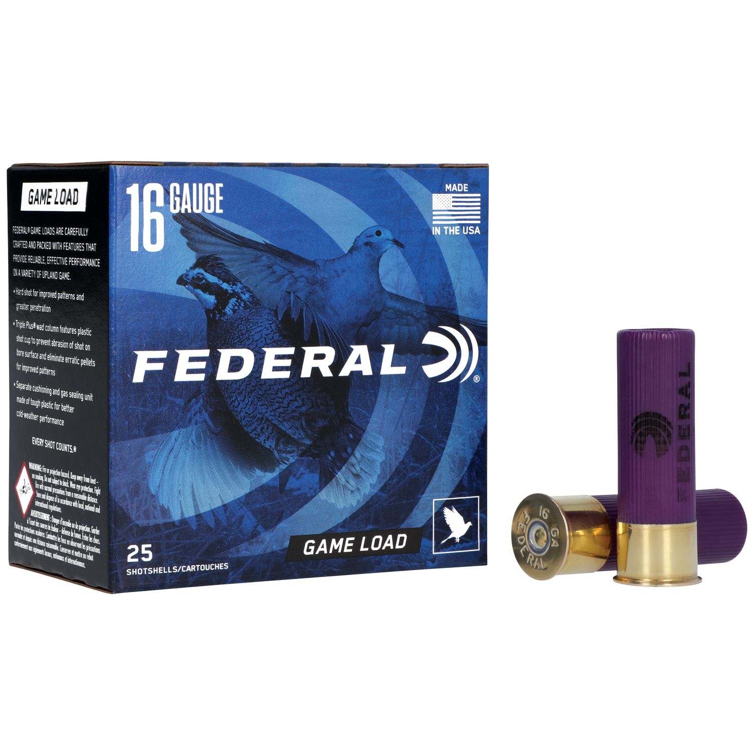 Federal Premium Game-Shok Game Load H16075, 16 Gauge, 2-3/4", 1 oz, 1165 fps, #7.5 Lead Shot, 25 Rds/Bx