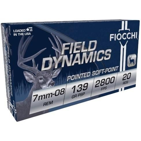 Fiocchi Extrema Hunting Rifle Ammunition 7MM08B, 7mm-08 Remington, Hornady Interlock BT, 139 GR, 2800 fps, 20 Rd/Bx