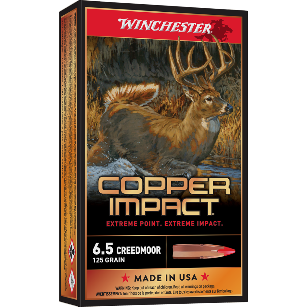 Winchester Deer Season XP Copper Rifle Ammunition X65DSLF, 6.5 Creedmoor, Copper Extreme Point, 125 GR, 2850 fps, 20 Rd/Bx