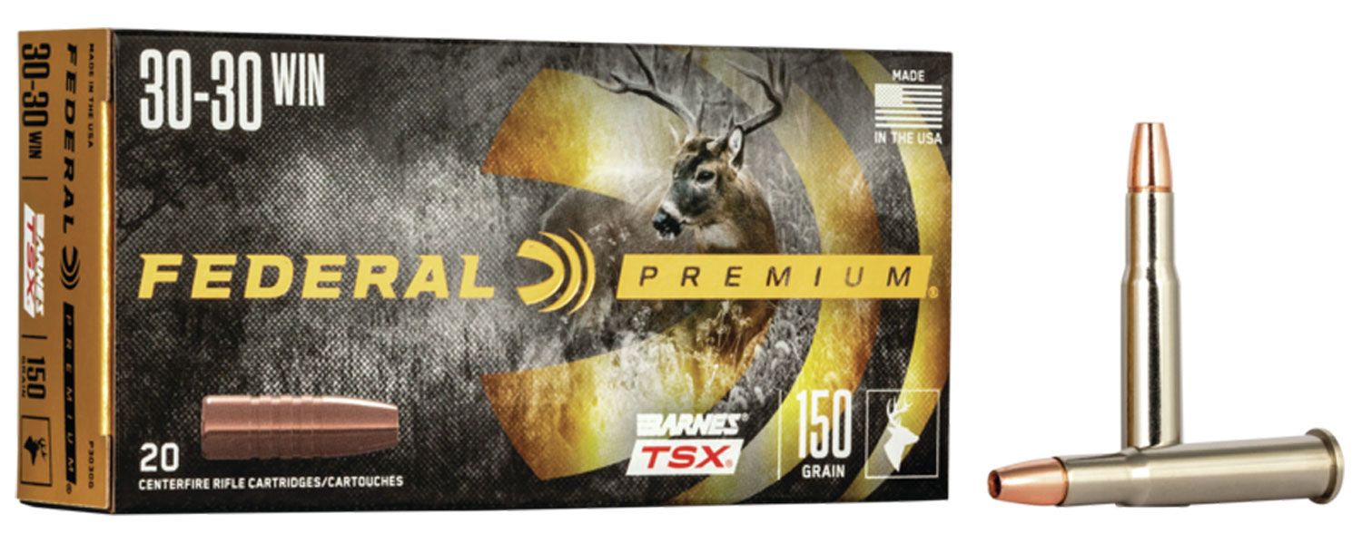 Federal Premium Vital-Shok Rifle Ammunition P3030G, 30-30 Winchester, Barnes Triple Shock X-Bullet, 150 GR, 2220 fps, 20 Rd/bx