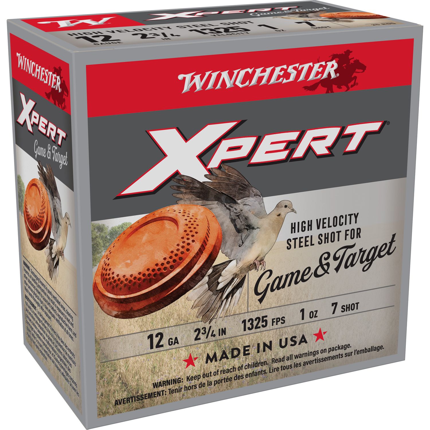 Winchester Xpert Game/ Target WE12GT7, 12 Gauge, 2-3/4", 1 oz, 1300 fps, #7 Steel Shotshells Shot, 25 Rds/Bx