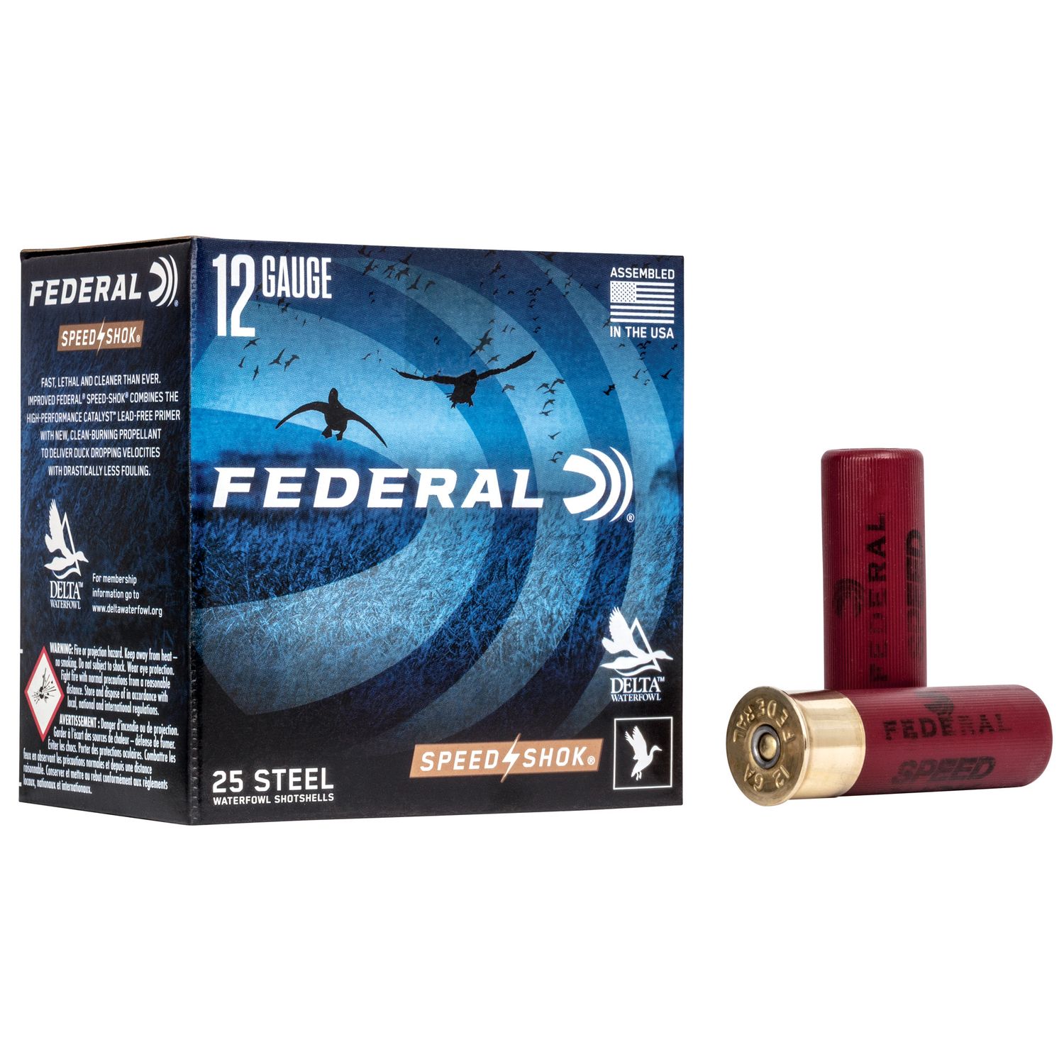 Federal Speed-Shok Shotshells WF1422, 12 Gauge, 3", 1 1/4 oz, 1450 fps, #2 Steel Shot, 25 Rds/bx