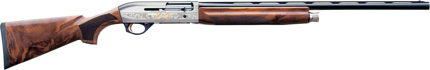 Benelli Montefeltro Silver Shotgun 10850, 12 Gauge, 28", 3" Chmbr, Satin Walnut Stock, Nickel/Gold Finish