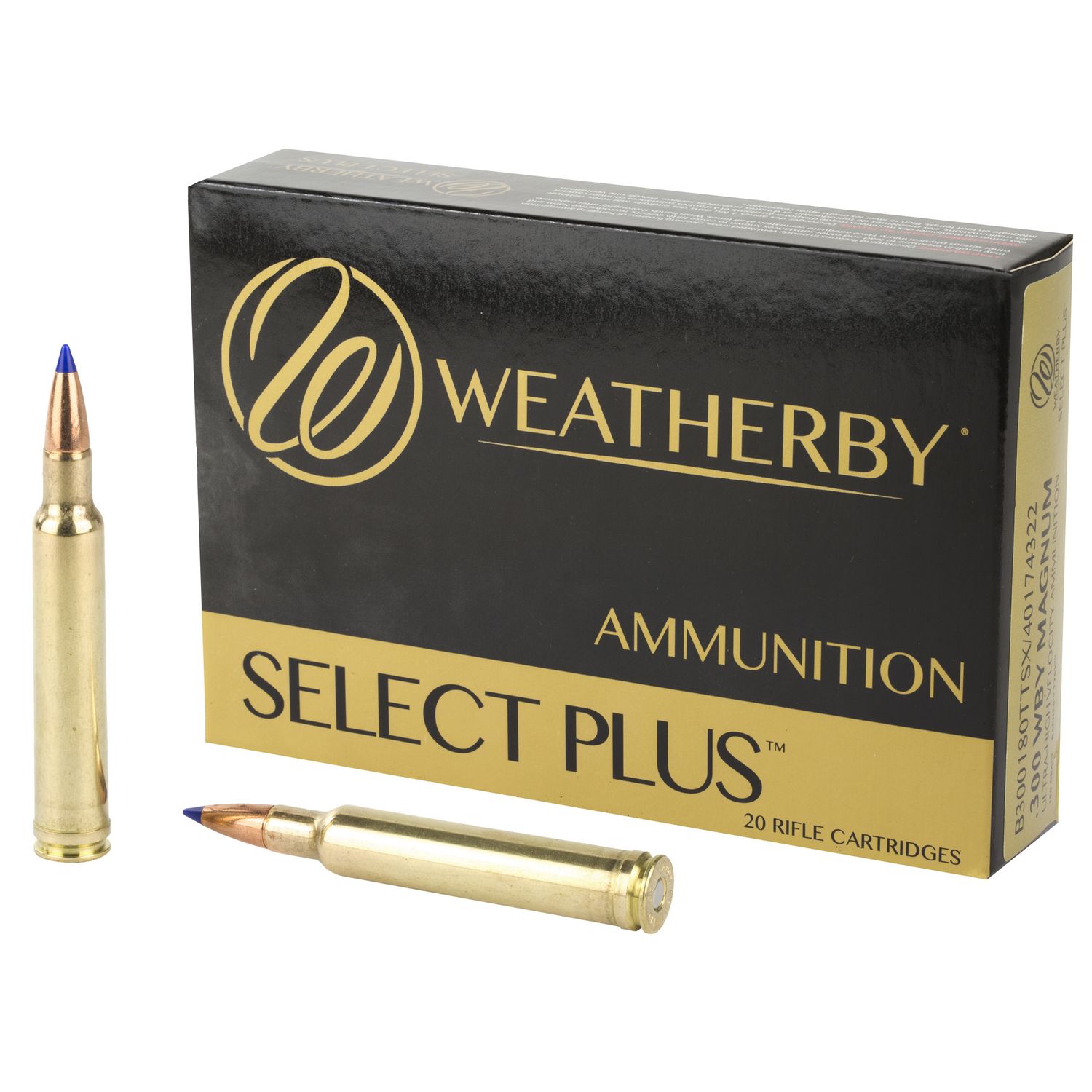 Weatherby Rifle Ammunition B300180TTSX, 300 Weatherby Mag, Barnes Tipped TSX, 180 GR, 3240 fps, 20 Rd/Bx