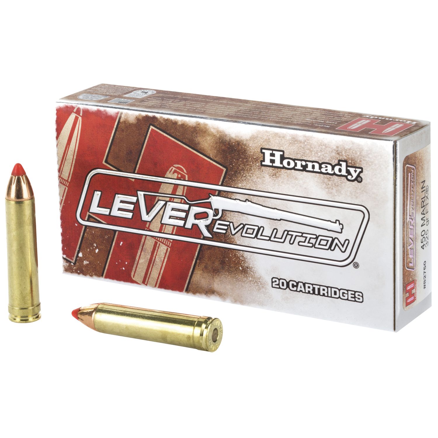 Hornady LeveRevolution Pistol Ammunition 82750, 450 Marlin, Flex Tip, 325 GR, 2225 fps, 20 Rd/bx