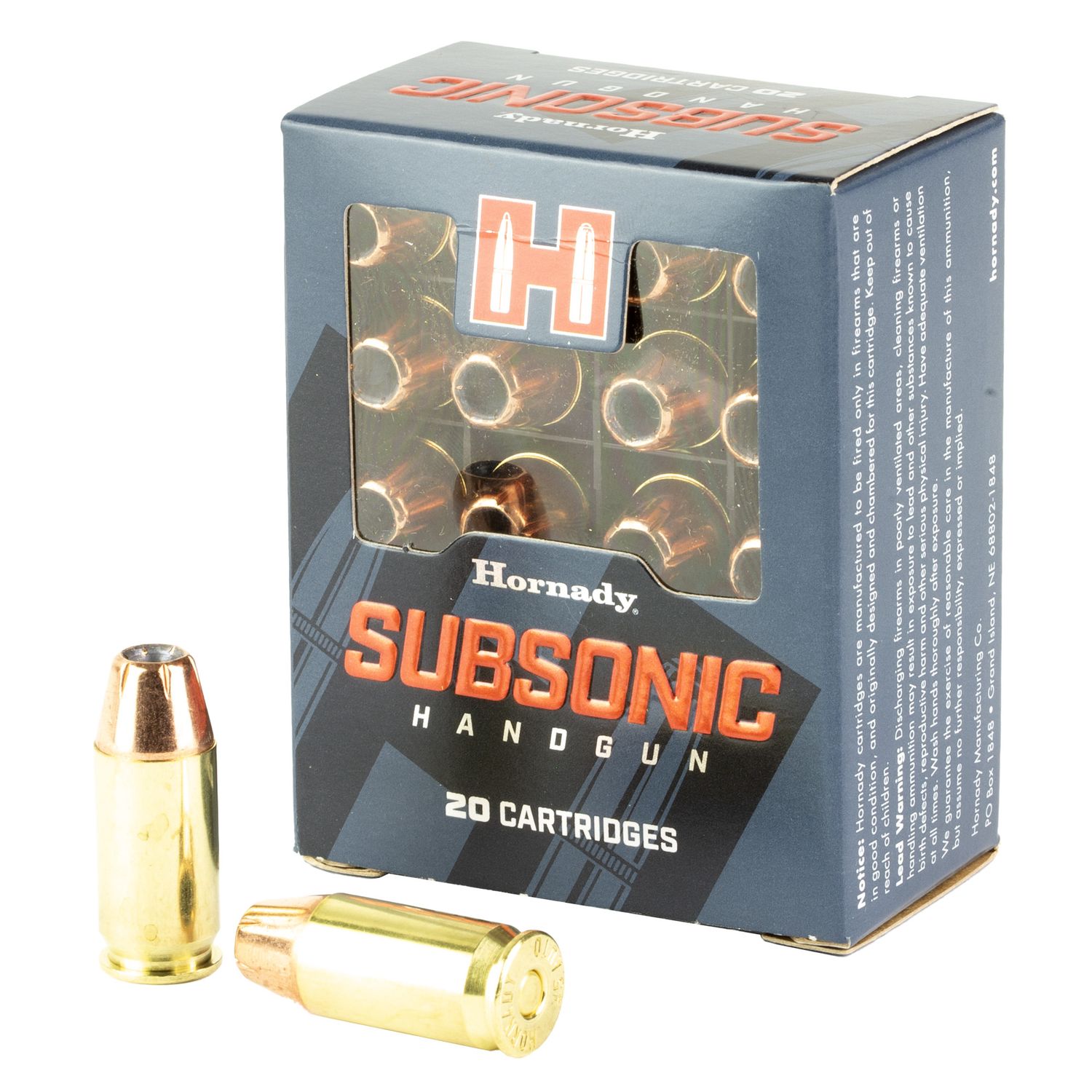 Hornady Subsonic Handgun Ammunition 90971, 45 ACP, XTP, 230 GR, 925 fps, 20 Rd/bx