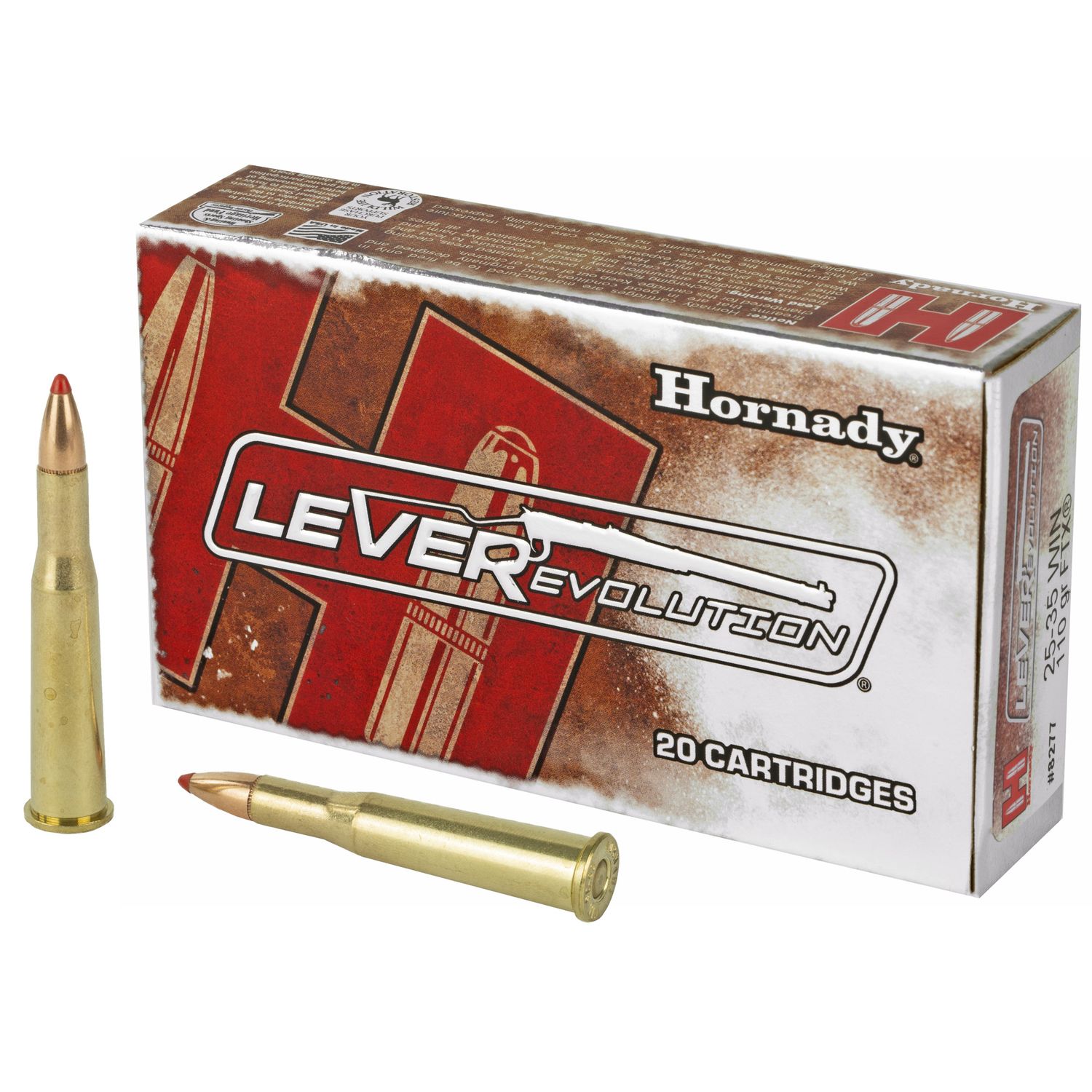 Hornady LeveRevolution Rifle Ammunition 8277, 25-35 Winchester, FTX, 110 GR, 2425 fps, 20 Rd/bx