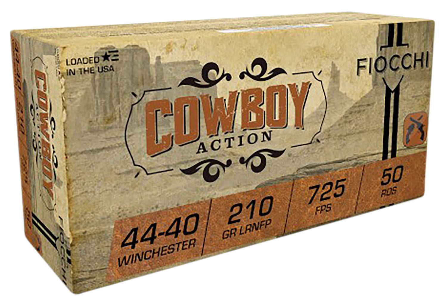 Fiocchi Shooting Dynamics Cowboy Ammunition 4440CA, 44-40 Winchester, Lead Round Nose Flat Point, 210 GR, 820 fps, 50 Rd/bx