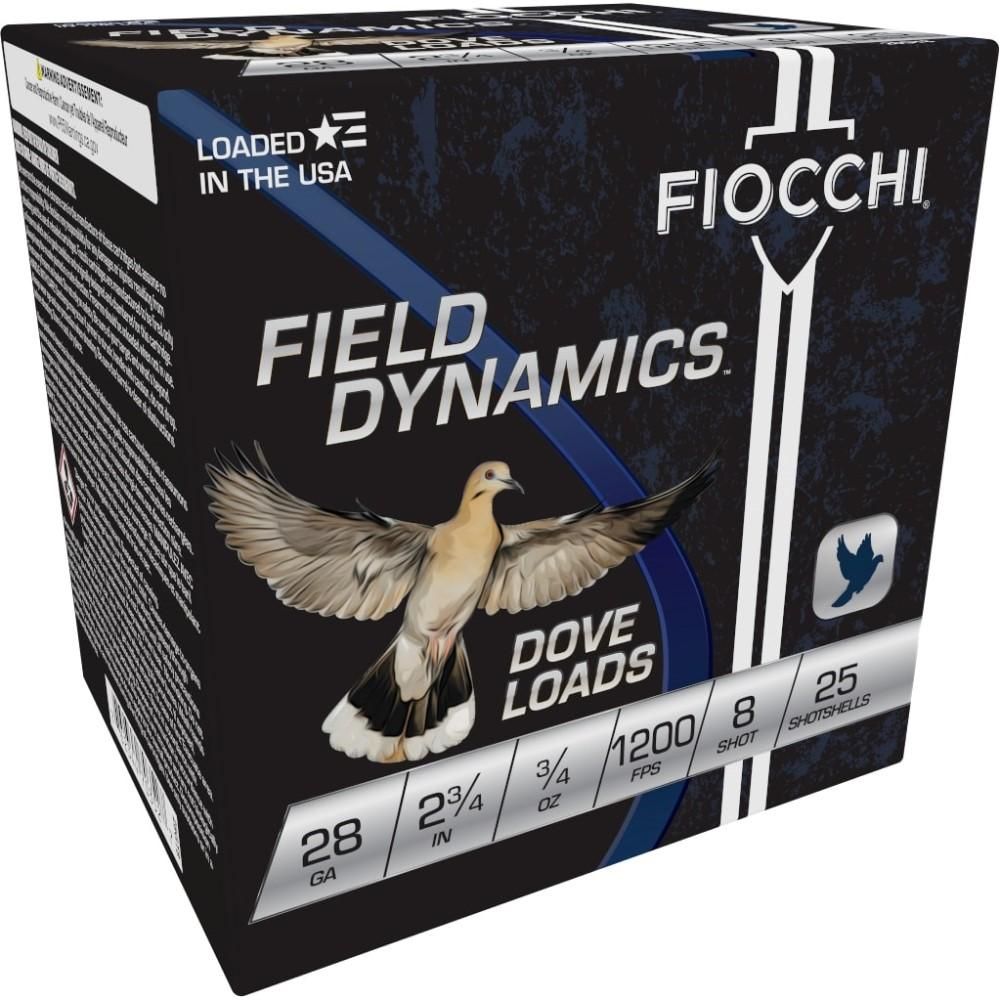 Fiocchi Game/Target Loads 28GT8, 28 Gauge, 2-3/4", 3/4 oz, 1200 fps, #8 Lead Shot, 25 Rds/Bx