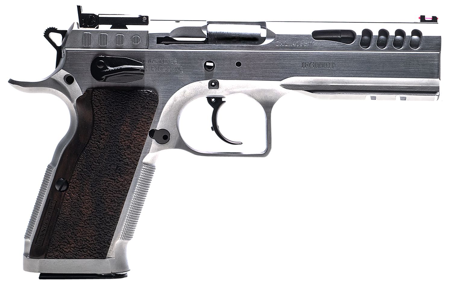 EAA Defiant Stock Master Pistol TFSTOCKM9, 9mm Luger, 4.75in, Wood, Hard Chrome Finish, 17 Rds