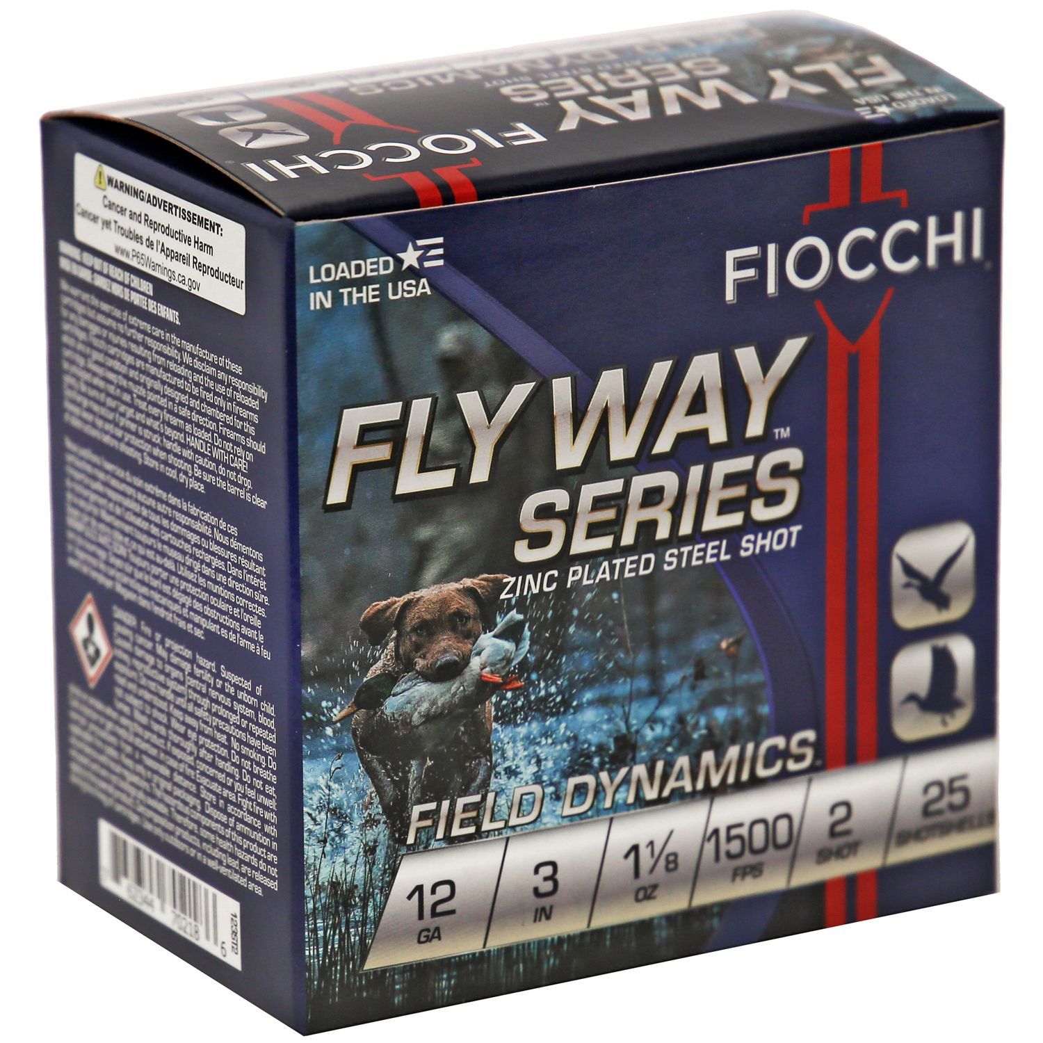 Fiocchi Hunting Speed Steel Shotshells 123ST2, 12 Gauge, 3", 1-1/8 oz, 1500 fps, #2 Steel Shotshells Shot, 25 Rds/Bx