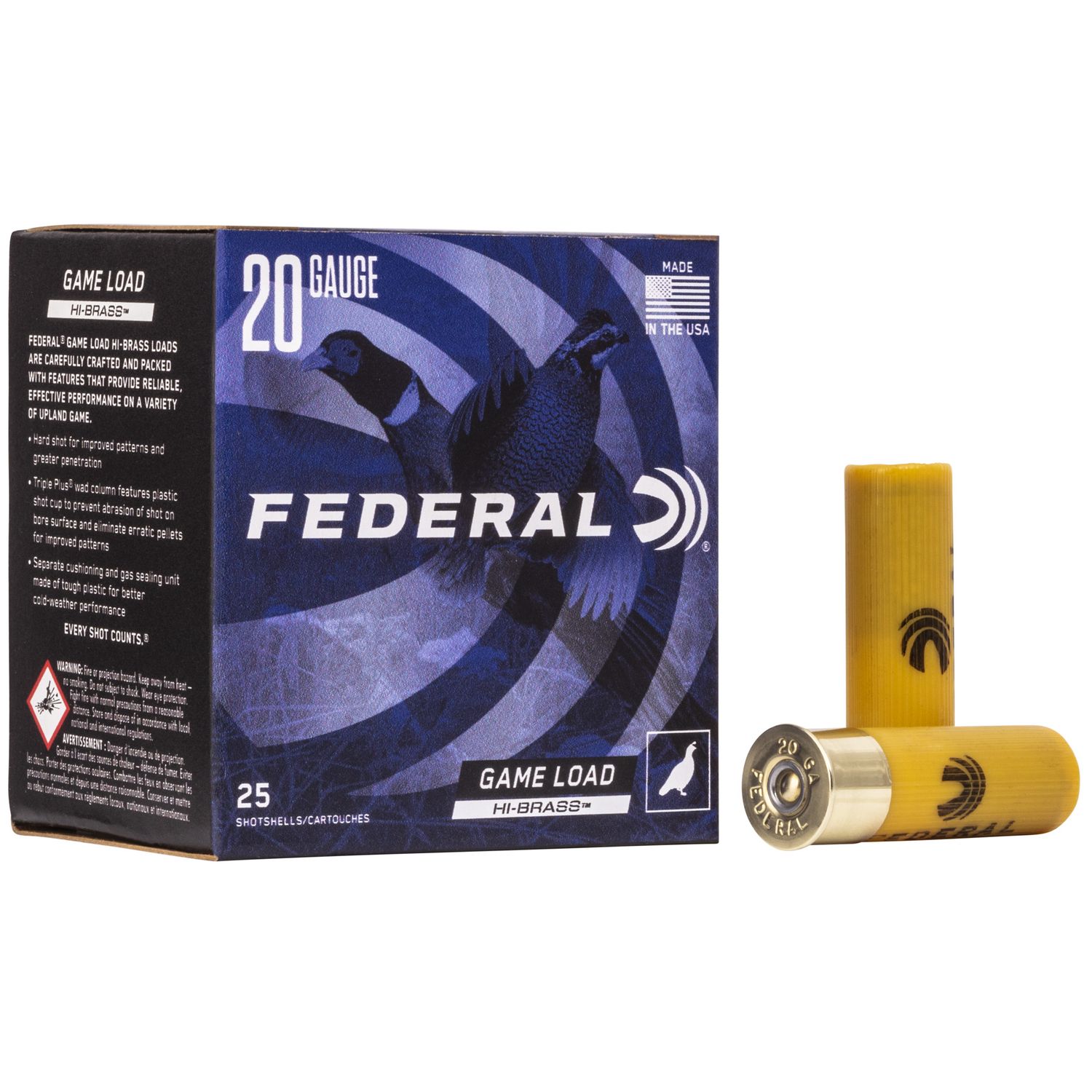 Federal Premium Game-Shok High Brass H2046, 20 Gauge, 2-3/4", 1 oz, 1220 fps, #6 Lead Shot, 25 Rds/Bx