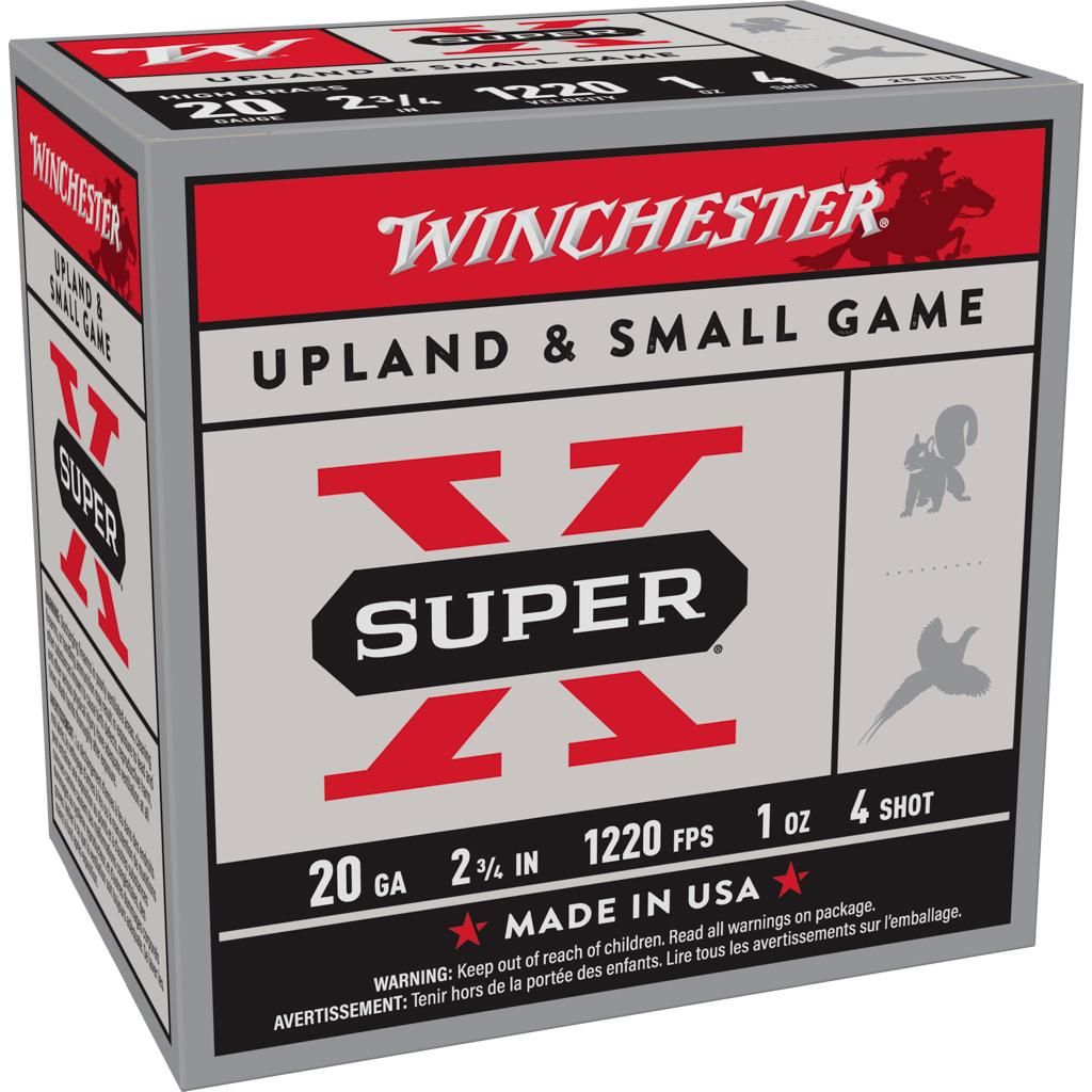 Winchester Super X High Brass Game Load X204, 20 Gauge, 2-3/4", 1 oz, 1220 fps, #4 Lead Shot, 25 Rds/Bx