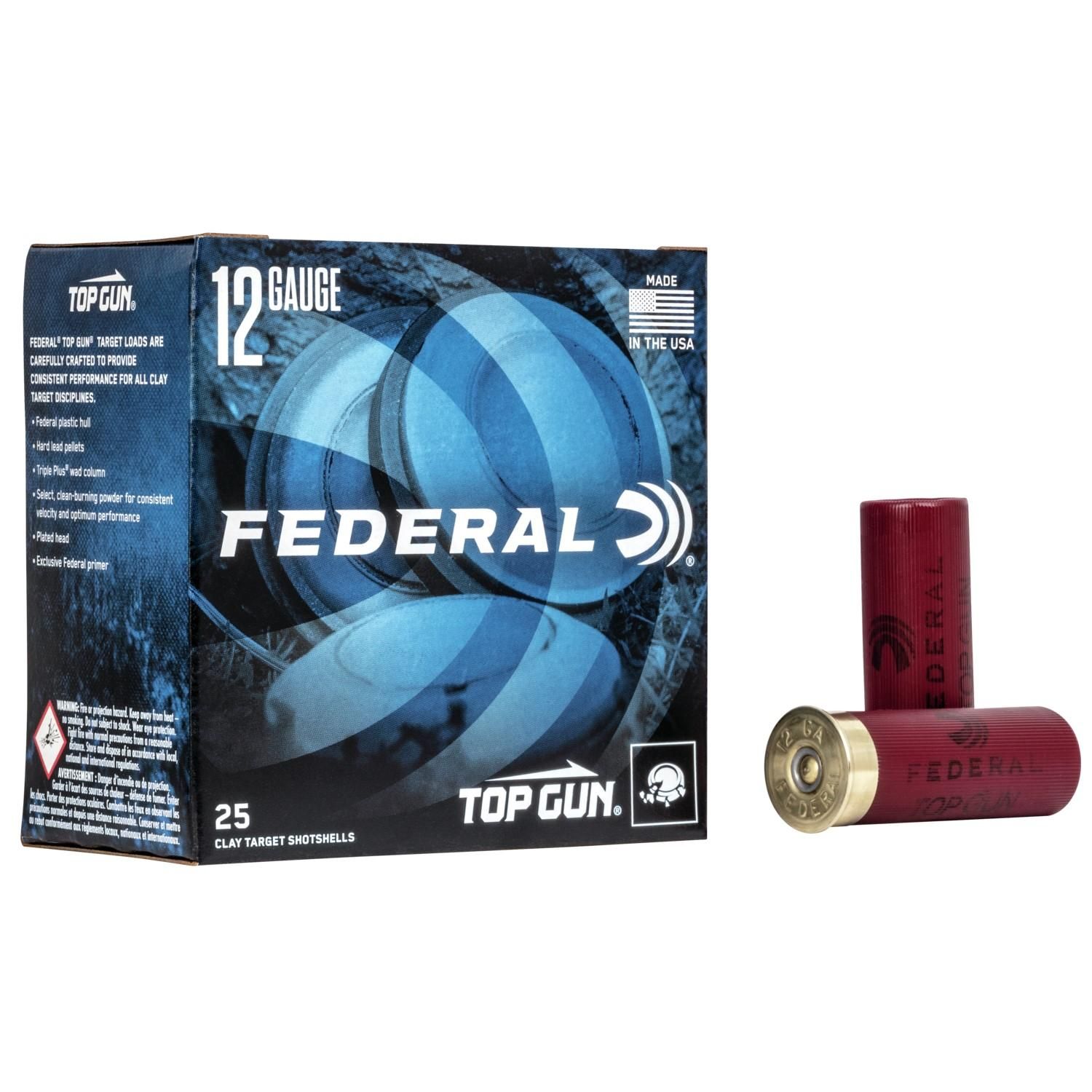 Federal Premium Top Gun Target Shotshells TGL1275, 12 Gauge, 2-3/4", 1-1/8 oz, 1145 fps, #7.5 Lead Shot, 25 Rds/Bx