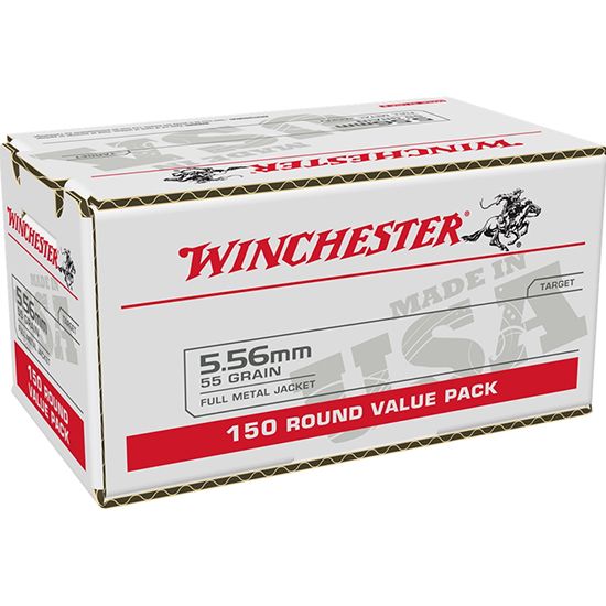 Winchester USA Rifle Ammunition WM193150, 5.56mm NATO, Full Metal Jacket (FMJ), 55 GR, 3180 fps, 150 Rd/bx