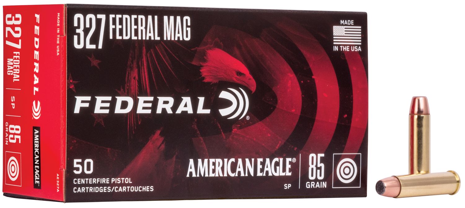 Federal American Eagle Pistol Ammunition AE327A, 327 Federal Magnum, Jacketed Soft Point (SP), 85 GR, 1400 fps, 50 round