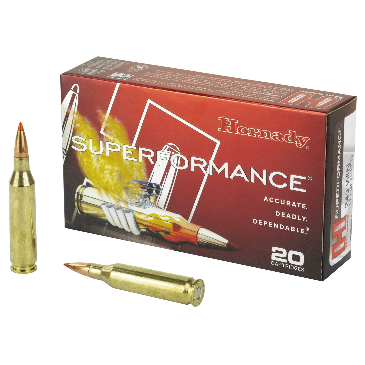 Hornady Superformance Rifle Ammunition 80463, 243 Winchester, SST, 95 GR, 3185 fps, 20 Rd/bx