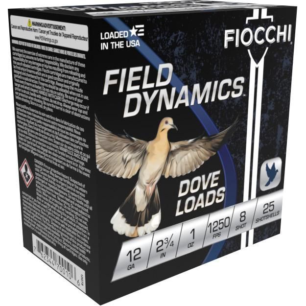 Fiocchi Game/Target Loads 12GT8, 12 Gauge, 2-3/4", 1 oz, 1250 fps, #8 Lead Shot, 25 Rds/Bx