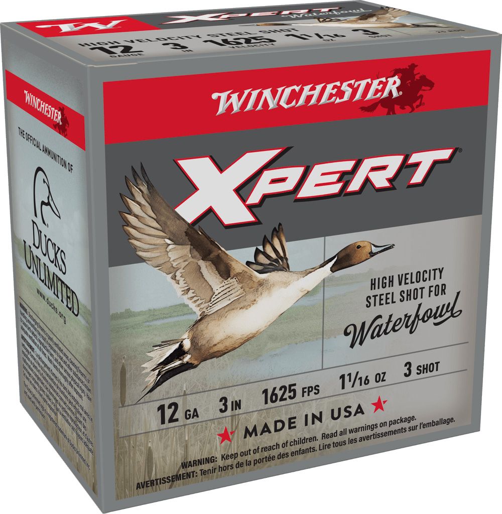 Winchester Xpert Hi-Velocity Shotshells WEX123M3, 12 Gauge, 3 in, 1-1/16 oz, 1650 fps, #3 Steel Shot, 25 Rds/Bx