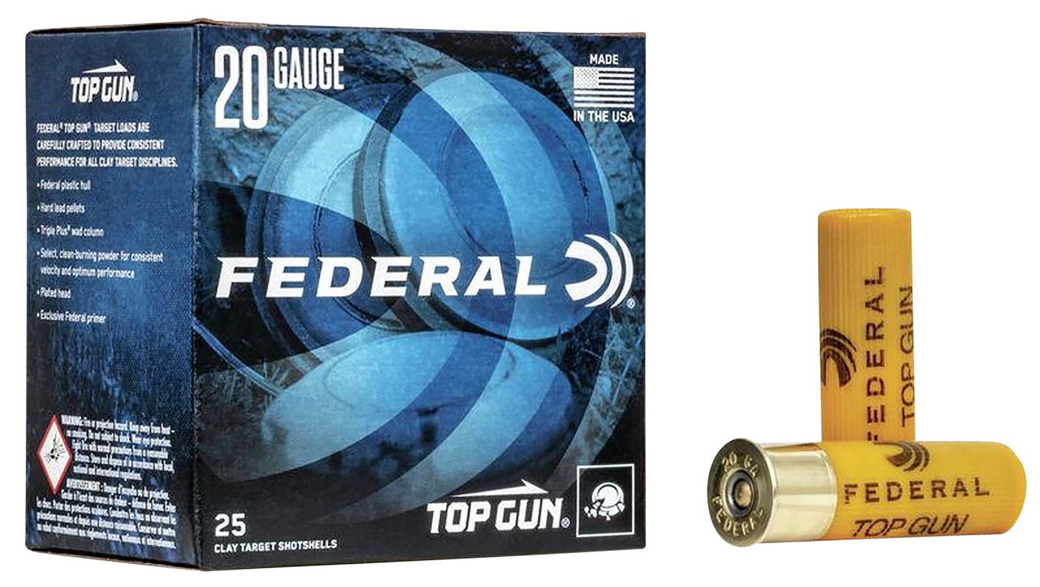 Federal Top Gun Target Shotshells TG2075, 20 Gauge, 2.75", 7/8 oz, 1210 fps, #7.5 Shot, 25 Rds/Bx