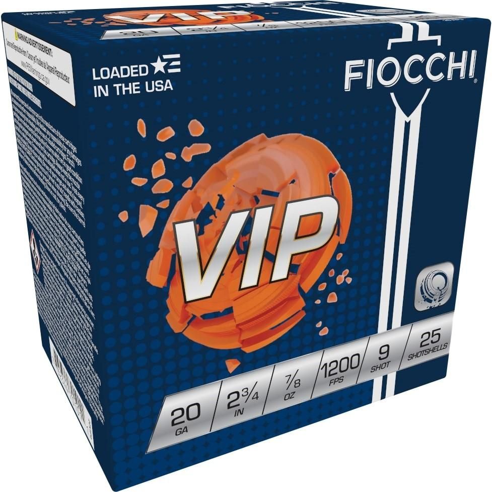 Fiocchi Premium Target 20VIP9, 20 Gauge, 2-3/4", 7/8 oz, 1200 fps, #9 Lead Shot, 25 Rds/Bx