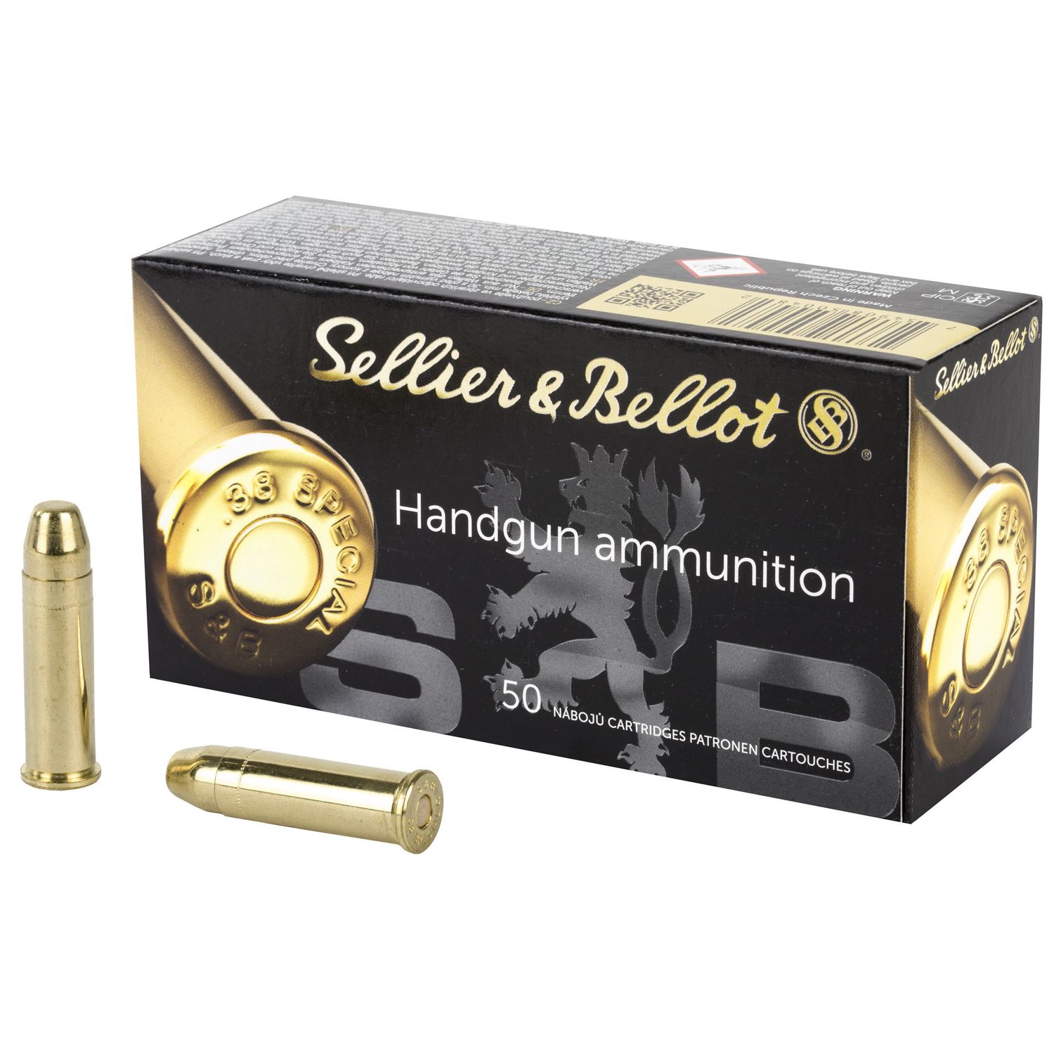 Sellier & Bellot Pistol Ammunition SB38P, 38 Special, Full Metal Jacket (FMJ), 158 GR, 889 fps, 50 Rd/Bx