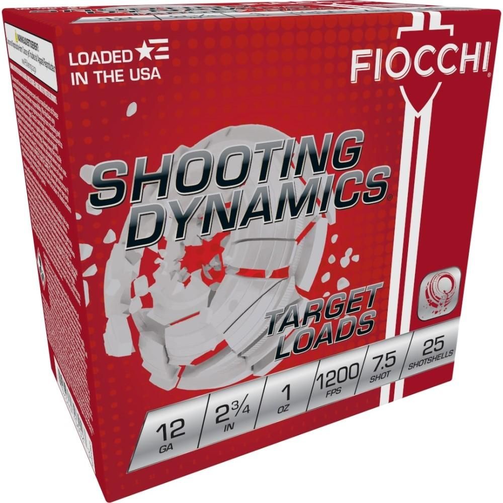 Fiocchi Shooting Dynamics Light Clay Target Loads 12SD1H75, 12 Gauge, 2-3/4", 1 oz, 1200 fps, #7.5 Shot, 25 Rds/Bx