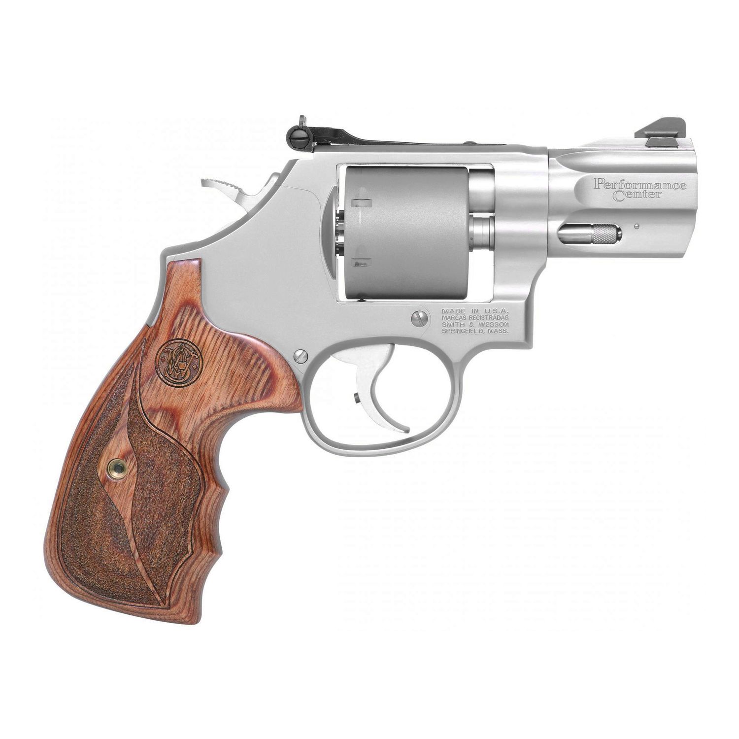 Smith & Wesson Performance Center 986 Revolver 10227, 9mm, 2.5", Wood Grips, Stainless Steel Finish, 7 Rds