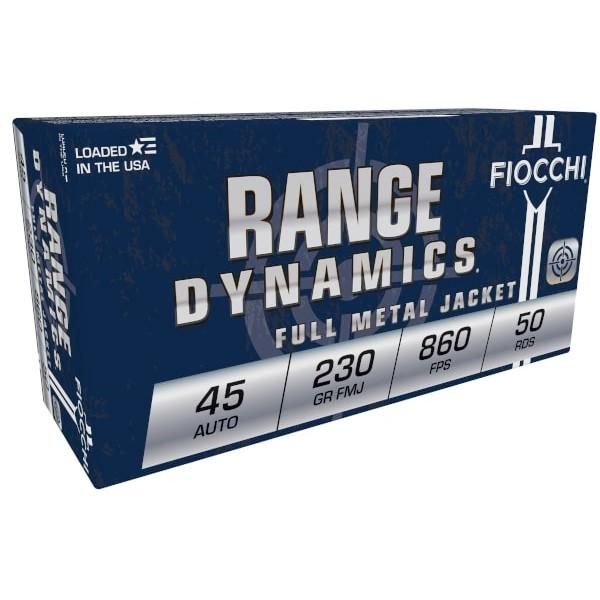 Fiocchi Shooting Dynamics Pistol Ammunition 45A, 45 ACP, Full Metal Jacket (FMJ), 230 GR, 860 fps, 50 Rd/bx