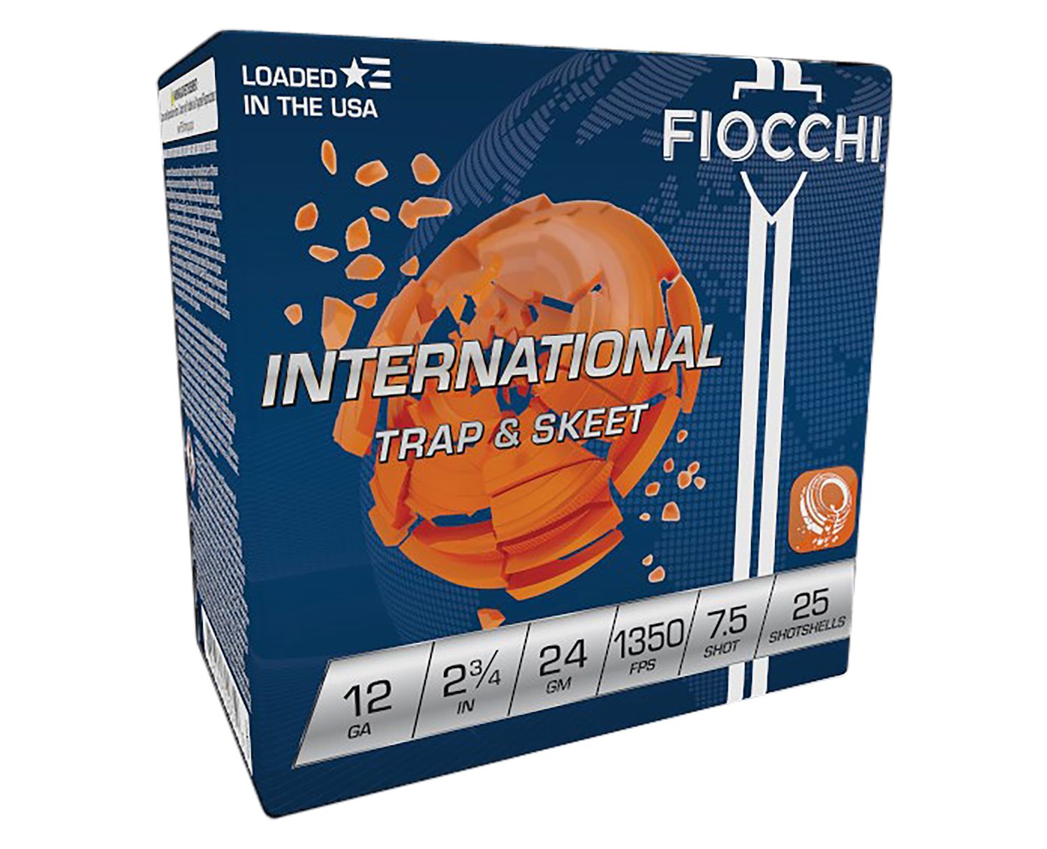 Fiocchi Premium Target 12IN2475, 12 Gauge, 2-3/4", 24 grams, 1350 fps, #7.5 Lead Shot, 25 Rds/Bx