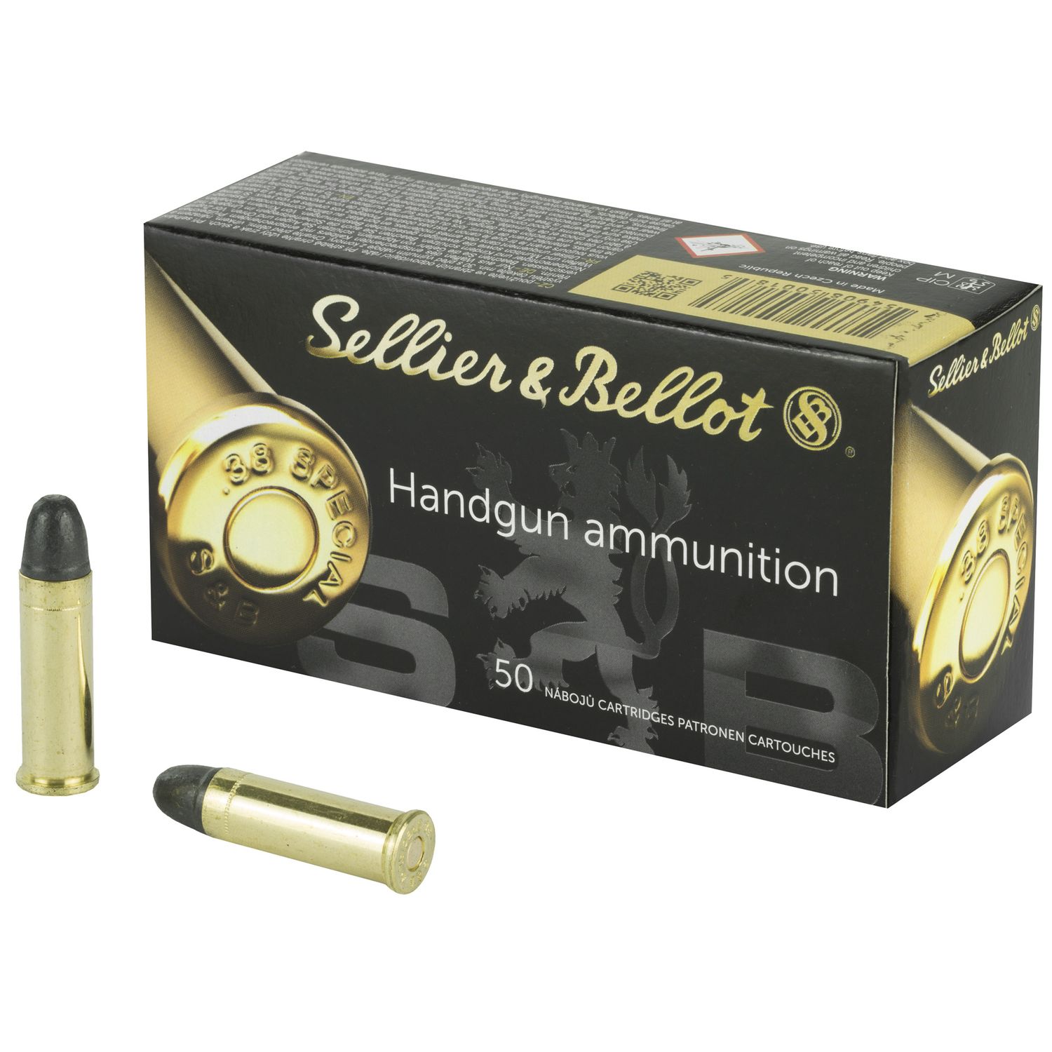 Sellier & Bellot Pistol Ammuntion SB38A, 38 Special, Lead Round Nose (RN), 158 GR, 997 fps, 50 Rd/bx