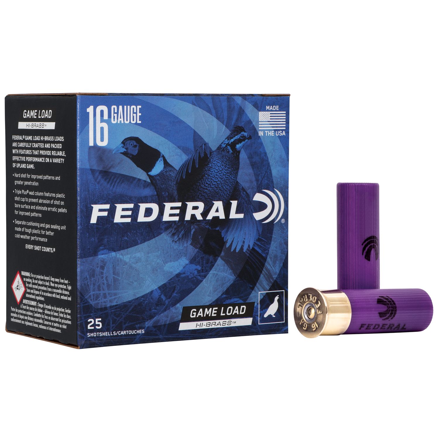 Federal Premium Game-Shok High Brass H16375, 16 Gauge, 2-3/4", 1-1/8 oz, 1295 fps, #7.5 Lead Shot, 25 Rds/Bx