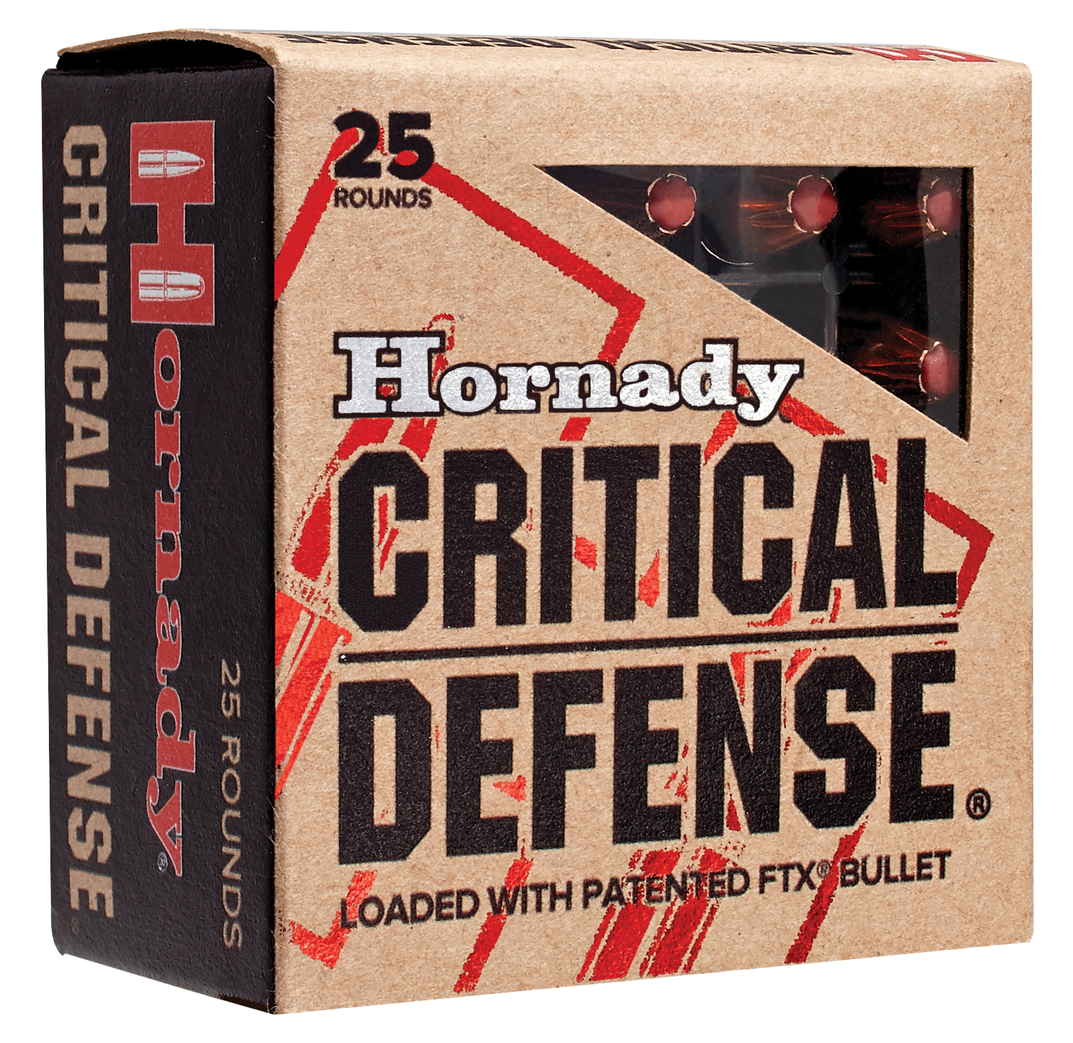 Hornady Critical Defense Pistol Ammunition 91340, 40 Smith & Wesson, Flex Tip eXpanding (FTX), 165 GR, 1175 fps, 20 Rd/bx