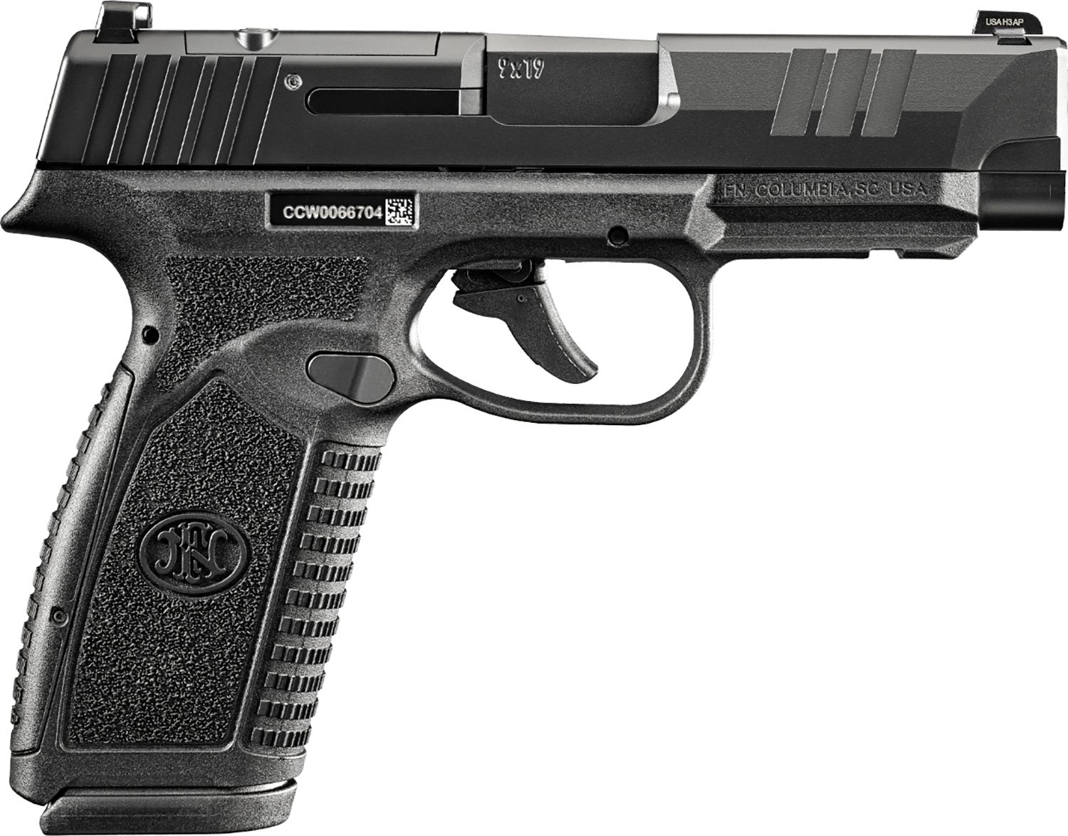 FN Reflex XL MRD Pistol 66-101759, 9mm Luger, 3.80", Black Finish, Stippled Polymer Grip, 15/18 Rds