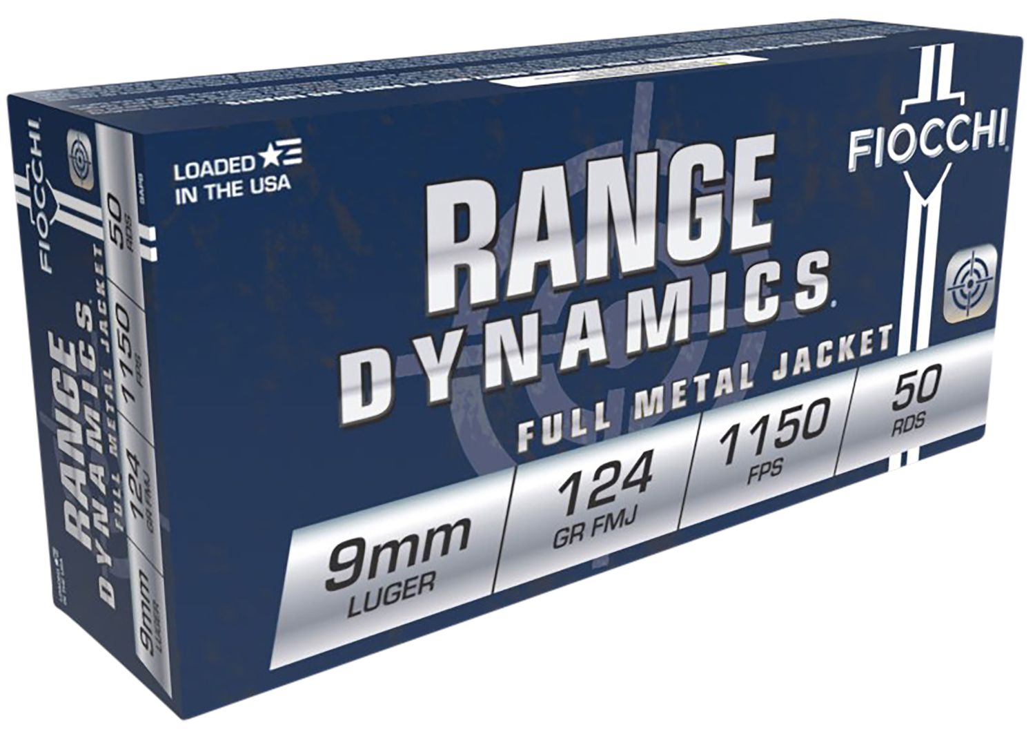 Fiocchi Shooting Dynamics Pistol Ammunition 9APB, 9mm, Full Metal Jacket (FMJ), 124 GR, 1180 fps, 50 Rd/bx