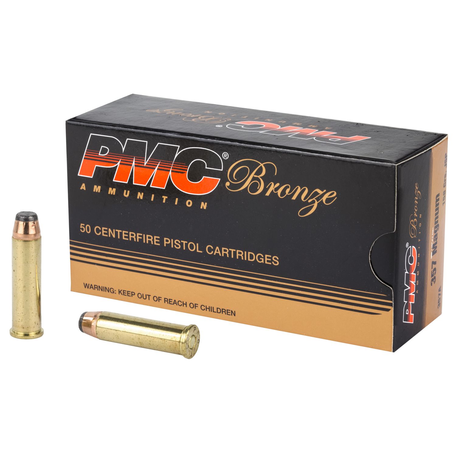 PMC Bronze Line Pistol Ammunition 357A, 357 Magnum, Jacketed Soft Point (SP), 158 GR, 1471 fps, 50 Rd/bx